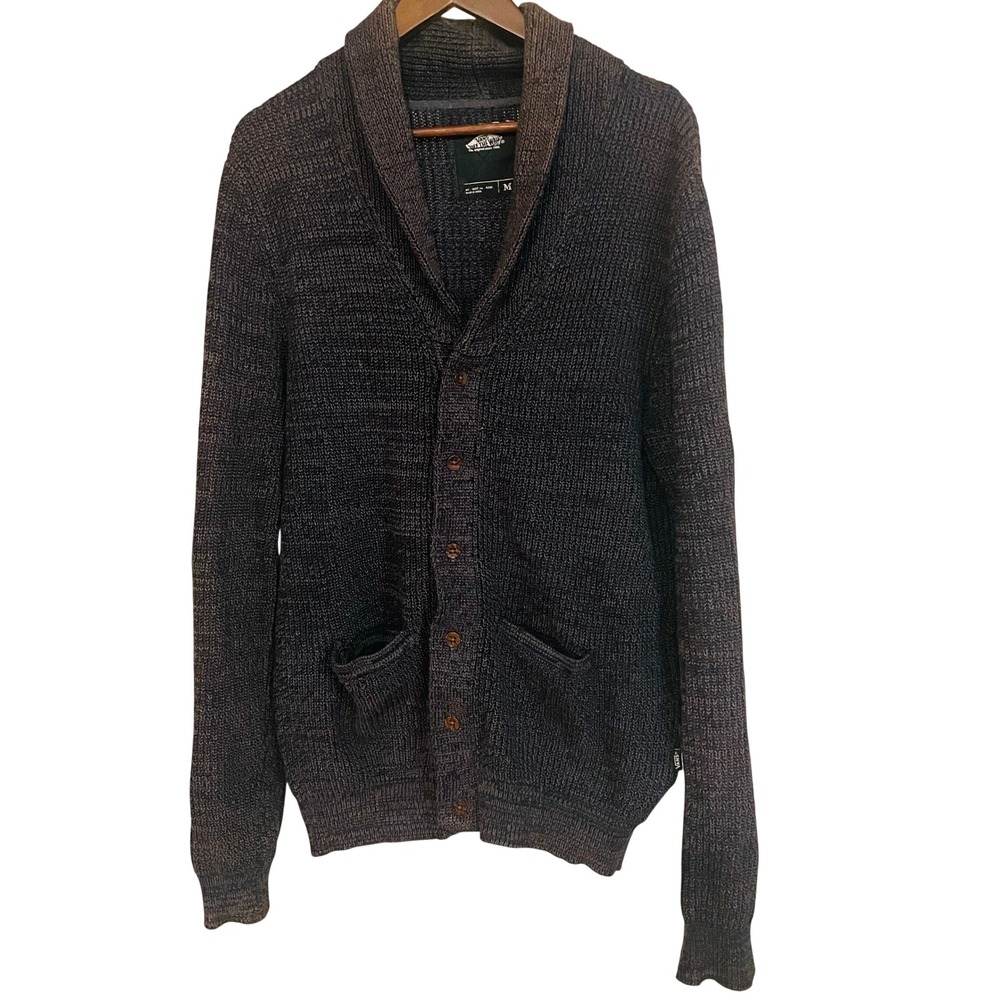 Vans Mens Grandpa Shawl Collar Knit Cardigan M Brown Grunge Skater Streetwear